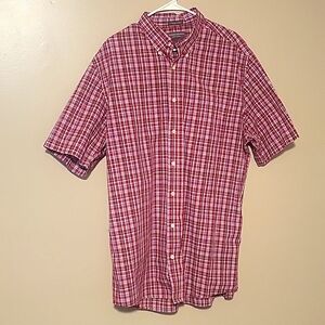 Saddlebred Button Down Short Sleeve Mens Red Shirt Size Tall XLT